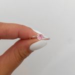 Anel Prata Legitima 925 Solitário Zirconia Rosa