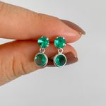 Brinco Solitario 5mm e 6mm Zirconia Verde Prata 925