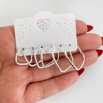 Kit Argola Quadrada Prata Legitima 925 Fio Quadrado