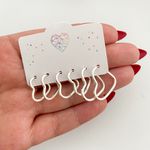 Kit Argola Coração Prata Legitima 925 Fio Quadrado