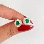 Brinco Prata Legitima 925 Zirconia Verde Esmeralda com Detalhes