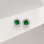 Brinco Prata Legitima 925 Zirconia Verde Esmeralda com Detalhes