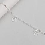 Pulseira Prata Legitima 925 com 3 Pingentes Trevo Vazado 1,2gr