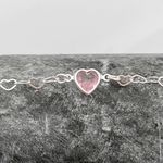 Pulseira Prata Legitima 925 Elo Coração com Zirconia Rosa 1gr