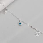 Pulseira Prata Legitima 925 Figa / Olho Grego / Trevo 1,4gr