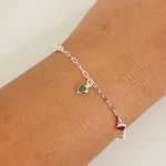 Pulseira Infantil Prata Legitima 925 Corações Coloridos 1,3gr