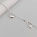 Pulseira Prata Legitima 925 3 Pingentes Coração Liso 1,8gr