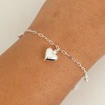 Pulseira Prata Legitima 925 3 Pingentes Coração Liso 1,8gr