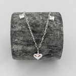 Pulseira Prata Legitima 925 3 Pingentes Coração Liso 1,8gr