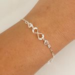 Pulseira Prata Legitima 925 Infinito com Coração Cristal 1,4gr