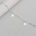 Pulseira Prata Legitima 925 5 Pingentes Coraçao Liso 1,6gr