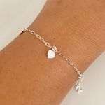 Pulseira Prata Legitima 925 5 Pingentes Coraçao Liso 1,6gr