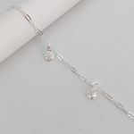 Pulseira Prata Legitima 925 5 Pingentes Coração Cristal 1,5gr