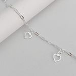 Pulseira Prata Legitima 925 5 Pingentes de Coração Vazado 1,4gr 