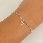 Pulseira Prata Legitima 925 5 Pingentes de Coração Vazado 1,4gr 