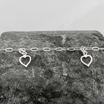 Pulseira Prata Legitima 925 5 Pingentes de Coração Vazado 1,4gr 