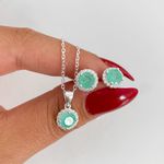 Conjunto Prata Legitima 925 Corrente 40cm + Brinco Zirconia Turmalina