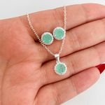 Conjunto Prata Legitima 925 Corrente 40cm + Brinco Zirconia Turmalina