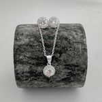 Conjunto Prata Legitima 925 Corrente 40cm + Brinco Zirconia Cristal