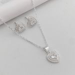 Conjunto Prata Legitima 925 Corrente 40cm + Brinco Coração Cristal