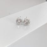 Brinco Prata Legitima 925 Zirconia Cristal Redonda com Base Trabalhada