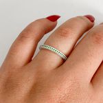 Anel Aparador Prata Legitima 925 Aliança Inteira Zirconia Verde