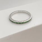 Anel Aparador Prata Legitima 925 Aliança Inteira Zirconia Verde