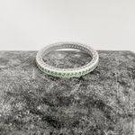 Anel Aparador Prata Legitima 925 Aliança Inteira Zirconia Verde