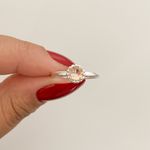 Anel Prata Legitima 925 Zirconia Morganite Redonda com Base Trabalhada