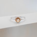 Anel Prata Legitima 925 Zirconia Morganite Redonda com Base Trabalhada