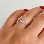 Anel Aparador Prata Legitima 925 Aliança Inteira Zirconia Pink