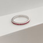 Anel Aparador Prata Legitima 925 Aliança Inteira Zirconia Pink