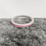 Anel Aparador Prata Legitima 925 Aliança Inteira Zirconia Pink