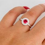 Anel Prata Legitima 925 Solitário Rubi com Detalhes