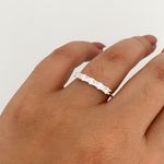 Anel Prata Legitima 925 Meia Aliança com Moissanite 