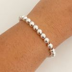 Pulseira Prata Legitima 925 Bolas 6 milimetros