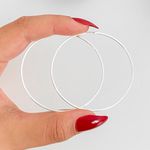 Argola Redonda Prata Legitima 925 6,4cm Fio Quadrado 1mm