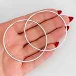 Argola Redonda Prata Legitima 925 6,4cm Fio Quadrado 1mm