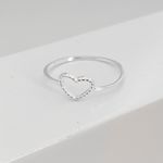 Anel Prata Legitima 925 Coração Vazado