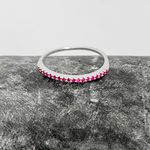 Anel Prata Legitima 925 Meia Aliança Zirconia Rosa