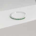 Anel Prata Legitima 925 Meia Aliança Zirconia Verde