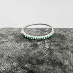 Anel Prata Legitima 925 Meia Aliança Zirconia Verde