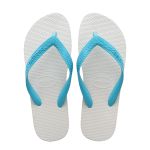 Sandalias Havaianas Tradicional Branca Com Tiras Azuis 35/36 