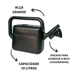 REGADOR PLASTICO COM BICO 10 LITROS PRETO