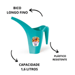 REGADOR PLASTICO COM BICO 1,6 LITROS AZUL