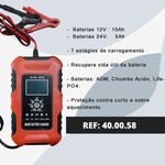 CARREGADOR DE BATERIA BIVOLT CARGA LENTA 10A/12V OU 5A/24V 