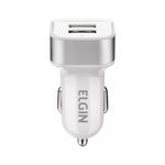 CARREGADOR USB VEICULAR 12V 2A 10W BRANCO