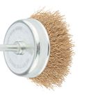 ESCOVA DE AÇO LATONADA TIPO COPO 50MM HASTE 6MM FIO ONDULADO