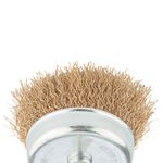 ESCOVA DE AÇO LATONADA TIPO COPO 50MM HASTE 6MM FIO ONDULADO
