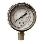 MANÔMETRO VERTICAL GLICERINADO CX. METALICA 62MM X 1/4"NPT 16KG 230PSI